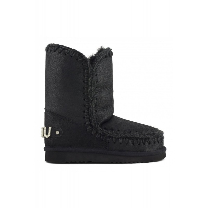 Bota MOU Eskimo 24 Rhinestones Logo Cracked Black