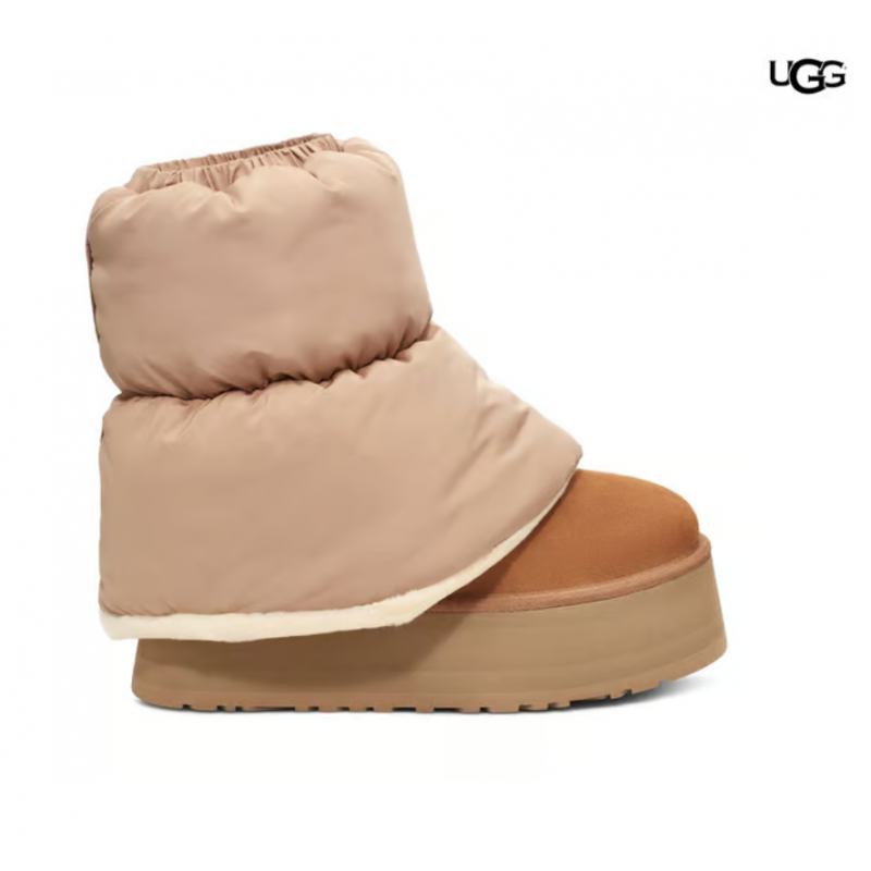 Botas UGG Classic Mini Dipper Puffer marrón oscuro beige mujer